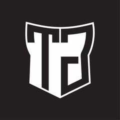 TG Logo monogram with negative space abstract shield shape design template on black background