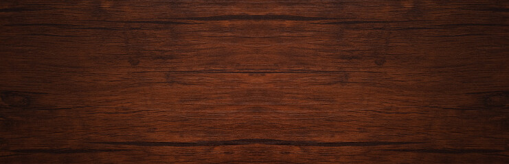 Seamless dark brown wooden board texture background with vignette
