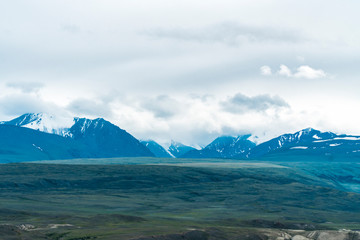 Background image of a mountain landscape. Russia, Siberia, Altai