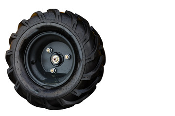 Tractor tire on white background