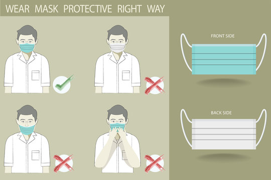 Vector Male Nurse Correct Use Dust Mask Protective