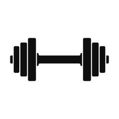 Dumbbell icon. Vector drawing. Black silhouette. Horizontal view. Isolated object on a white background. Isolate.