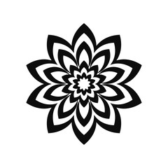 Flower icon. Black contour silhouette. Vector drawing. Isolated object on a white background. Isolate.