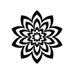 Flower icon. Black contour silhouette. Vector drawing. Isolated object on a white background. Isolate.