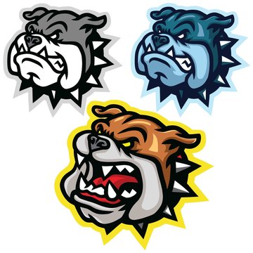Angry Bulldog Head Mascot Logo Set Design Collection