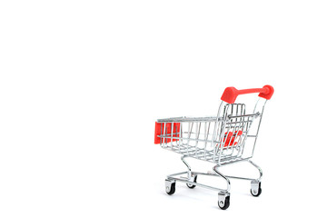 Supermarket cart isolated on white background.
