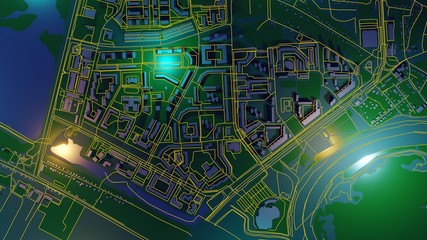 Techno mega city, urban and futuristic technology concepts, original 3d rendering.