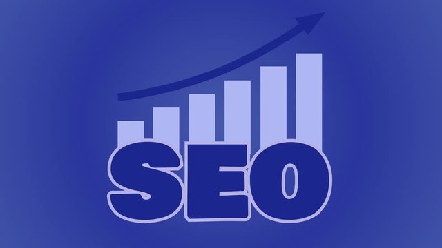 SEO signature with growth diagram and arrow up. Business grow concept. Animated arrows going up. Concept of success, profit. Search engine optimization advantages. Logo SEO