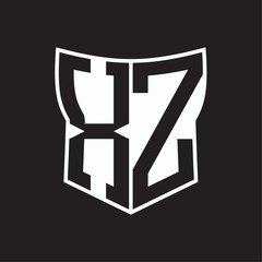 Obraz premium XZ Logo monogram with negative space abstract shield shape design template on black background