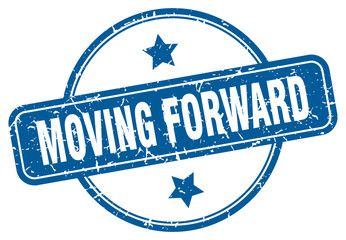 moving forward stamp. moving forward round vintage grunge sign. moving forward