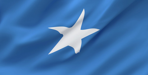 National Fabric Wave Closeup Flag of Somalia Waving in the Wind. 3d rendering illustration.