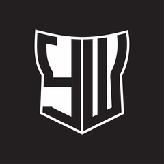 YW Logo monogram with negative space abstract shield shape design template on black background