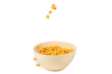 Honey rings cereal box for morning breakfast.