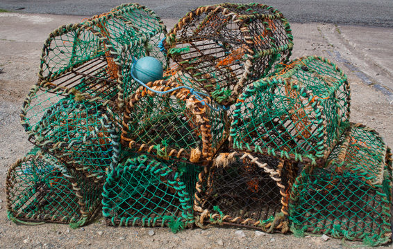 A stack of lobster pots in County Donegal, Ireland.