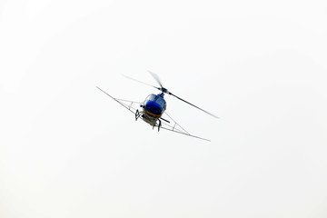 Agricultural helicopters fly in the air