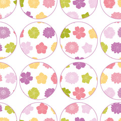 vector colorful circle geometry seamless pattern with floral background