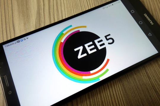 KONSKIE, POLAND - December 21, 2019: Zee5 video on demand website logo on mobile phone