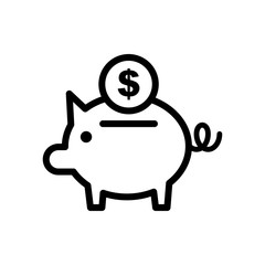 Simple Piggy Bank Icon Vector Design Template