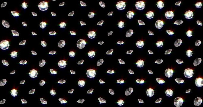 Romantic cute diamonds pattern on black. Gems background. Valentine's Day. event background. loop 4k
