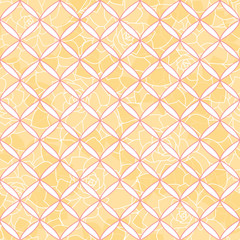 Vector geometric tile seamless pattern with yellow floral background