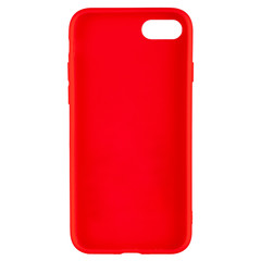 Red silicone case for smartphone or phone with cutouts for the camera. Front view isolated on white background