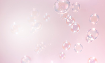 Pink soap bubbles sweet valentine's day background