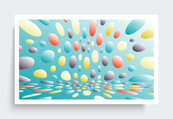 Fototapeta premium Abstract background with color circles. Chaotic particles in empty space. Dynamic vector illustartion.