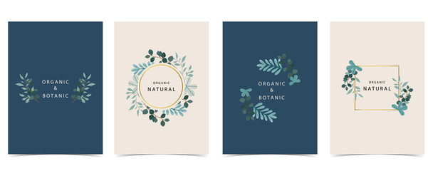 Collection of natural background set with leaf,geometric.Editable vector illustration for website, invitation,postcard and sticker