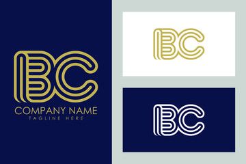 B and C combination Lines Letter Logo Creative Line Letters Design Template