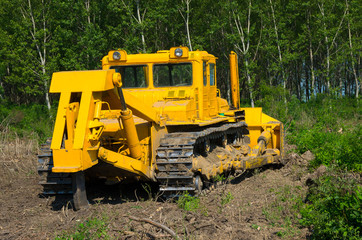 Agricultural machine. Bulldozer. Mechanical Site Preparation for Forestry.
