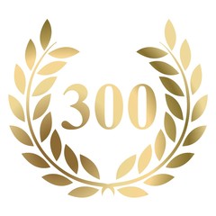 300th birthday gold laurel wreath vector isolated on a white background 