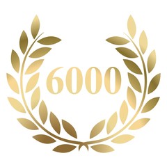 6000th gold laurel wreath vector isolated on a white background 