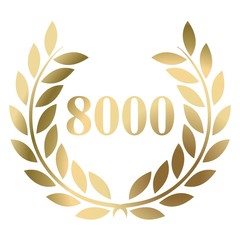 8000th gold laurel wreath vector isolated on a white background 