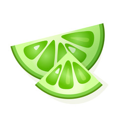 Lime slice on white background. Juicy ripe lime. Vector Illustration.