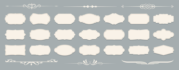 Set of luxury vintage frames, collection of retro labels, badges and banners vector decorative elements