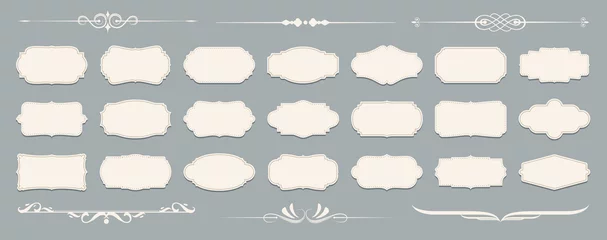 Deurstickers Set of luxury vintage frames, collection of retro labels, badges and banners vector decorative elements © max_776