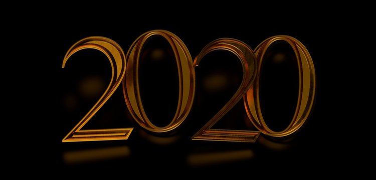 2020 year in gold digital 3d