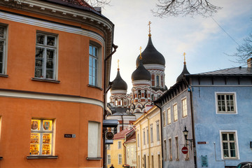 Views on the city streets in Old Town Tallinn