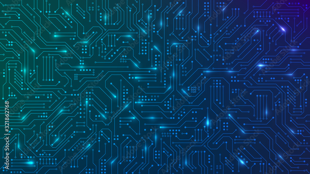 Fototapete abstract futuristic circuit board. high computer technology blue color background. hi-tech digital t