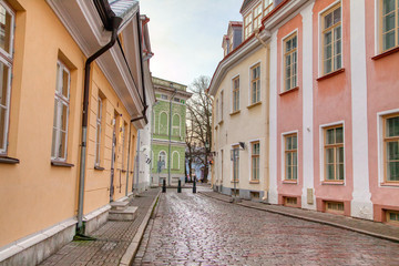 Views on the city streets in Old Town Tallinn