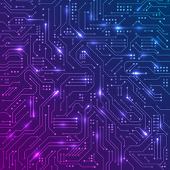 Circuit Communication. Abstract Technology Illustration. Blue Data Background. Vector