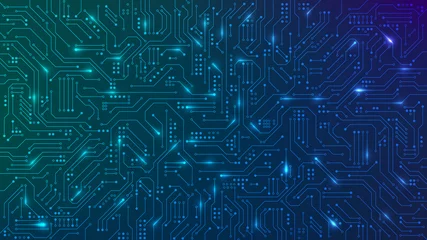 Foto op Plexiglas Abstract futuristic circuit board. High computer technology blue color background. Hi-tech digital technology concept. Vector illustration © Ihor