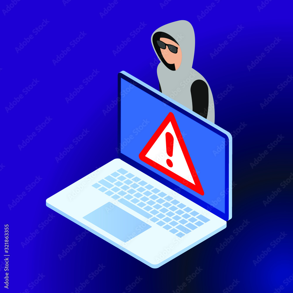 Poster hacker attack and web security vector concept, phishing scam. netwrok and internet security. anti vi