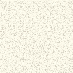 Vintage swirly pattern in pale color, ornamental white seamless background