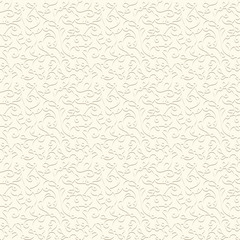 Vintage swirly pattern in pale color, ornamental white seamless background