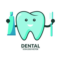 Dental icon with tooth brush and tooth paste, simple, trendy and modern and suitable for dental icon, website design and desktop envelopment, apps development, clinic, and other