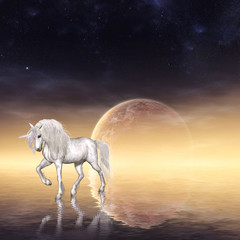 Obraz na płótnie Canvas Unicorn Fairytale Fantasy Background Heavenly Creature
