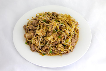 Fried Beef Brisket and mung bean sprout with soy sauce