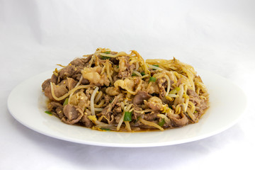 Fried Beef Brisket and mung bean sprout with soy sauce