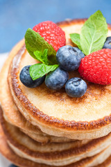 American Pancakes Brunch on Shrove Tuesday. Close Up View